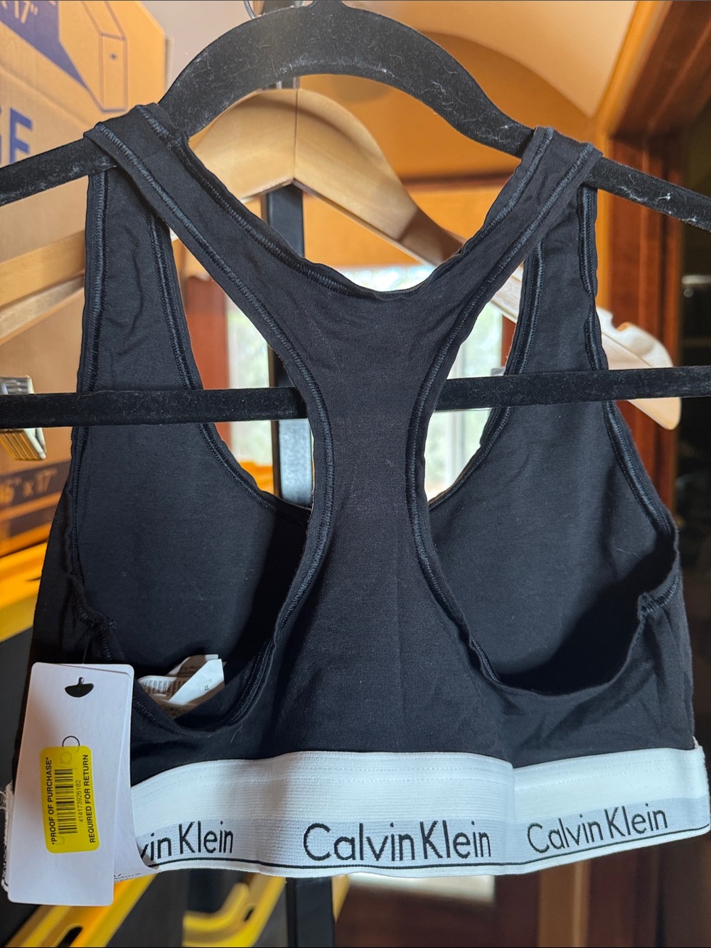 NWT Calvin Klein Black Unlined Racerback Bralette Logo Band Size Large - Picture 8 of 8